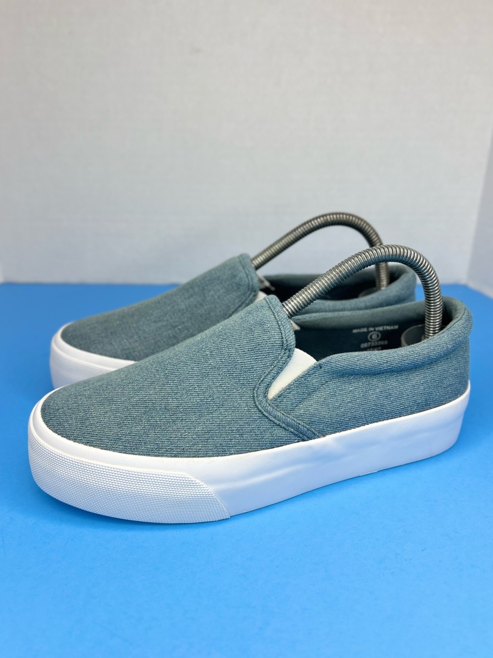 ASOS Design Womens Size 6 Washed Denim Platform Sneakers Pull On Like New!